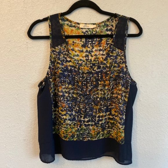 eloite Tops - Eloite - Black Patterned Tank Top